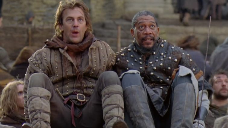 Kevin Costner and Morgan Freeman in Robin Hood: Prince of Thieves