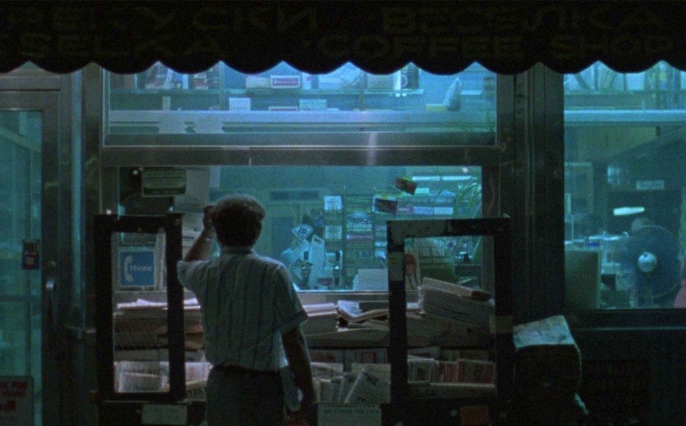 An image of a New York City storefront from Chantal Akerman's 1976 film News from Home.